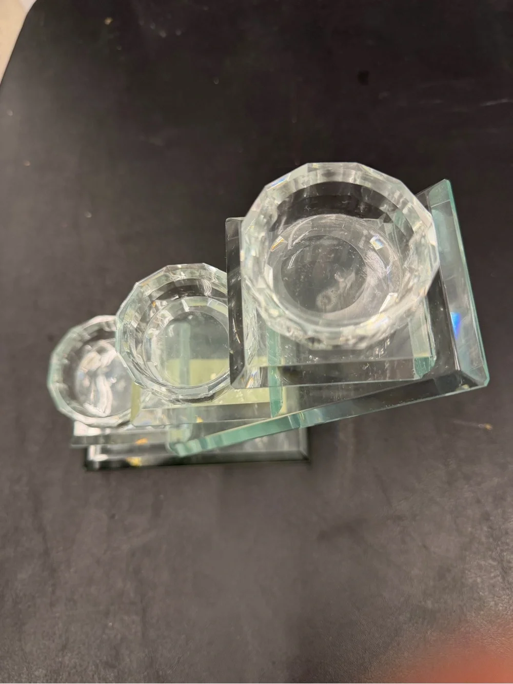 Vintage Clear Glass Three-Tier Candle Holder